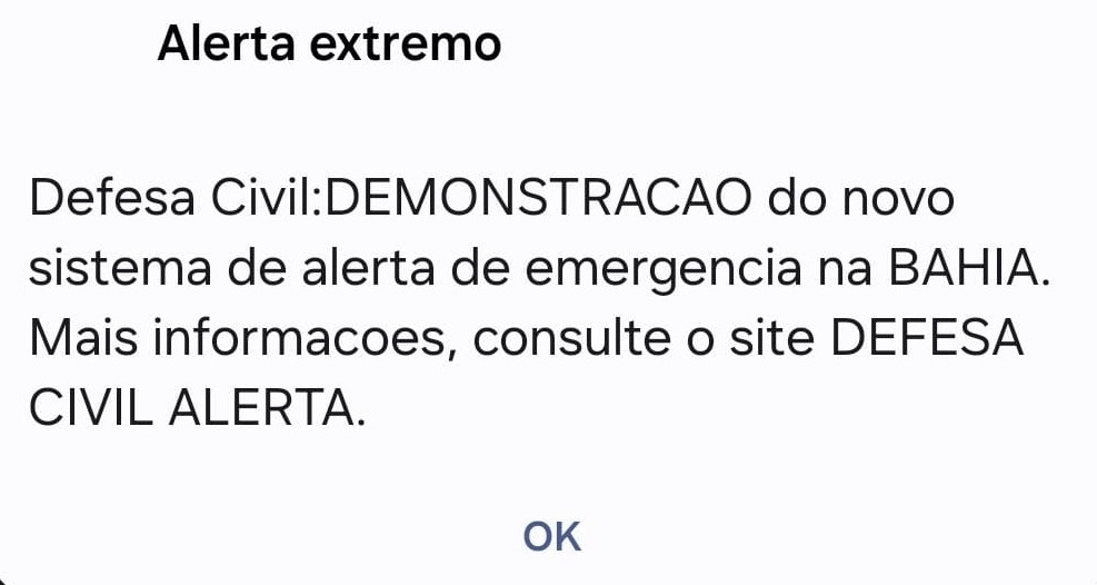 Baianos são surpreendidos com alerta da Defesa Civil pelo celular