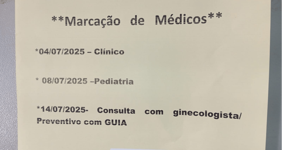Programação de marcação de consultas no Posto de Saúde Cecy de Andrade